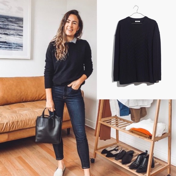 Madewell Patchwork Cableknit Tunic Sweater XS